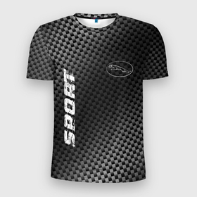 Мужская футболка 3D Slim с принтом Jaguar sport carbon в Санкт-Петербурге, 100% полиэстер с улучшенными характеристиками | приталенный силуэт, круглая горловина, широкие плечи, сужается к линии бедра | 