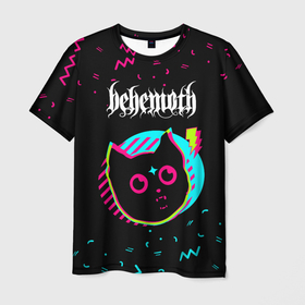 Мужская футболка 3D с принтом Behemoth   rock star cat в Курске, 100% полиэфир | прямой крой, круглый вырез горловины, длина до линии бедер | Тематика изображения на принте: 