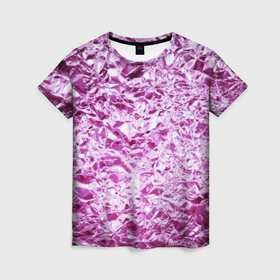 Женская футболка 3D с принтом Сверкающая розовая фактура фольги в Курске, 100% полиэфир ( синтетическое хлопкоподобное полотно) | прямой крой, круглый вырез горловины, длина до линии бедер | 