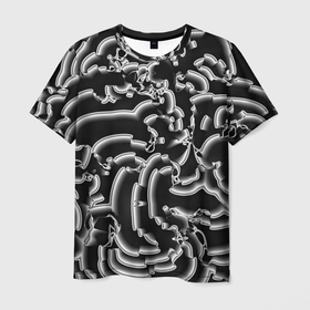 Мужская футболка 3D с принтом Абстрактные объемные рельефы в Петрозаводске, 100% полиэфир | прямой крой, круглый вырез горловины, длина до линии бедер | 