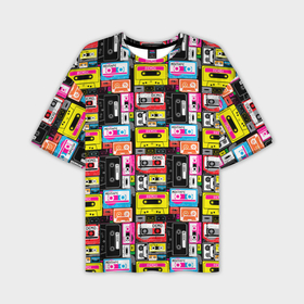 Мужская футболка oversize 3D с принтом Цветные аудиокассеты в Курске,  |  | 