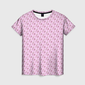 Женская футболка 3D с принтом Паттерн веточек цветочных в Кировске, 100% полиэфир ( синтетическое хлопкоподобное полотно) | прямой крой, круглый вырез горловины, длина до линии бедер | 