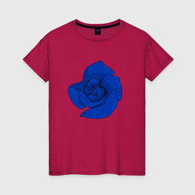 Женская футболка хлопок с принтом Синяя Роза в Петрозаводске, 100% хлопок | прямой крой, круглый вырез горловины, длина до линии бедер, слегка спущенное плечо | Тематика изображения на принте: 