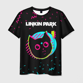 Мужская футболка 3D с принтом Linkin Park   rock star cat в Новосибирске, 100% полиэфир | прямой крой, круглый вырез горловины, длина до линии бедер | 