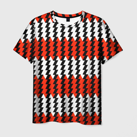 Мужская футболка 3D с принтом Вертикальные красно белые полосы в Новосибирске, 100% полиэфир | прямой крой, круглый вырез горловины, длина до линии бедер | 