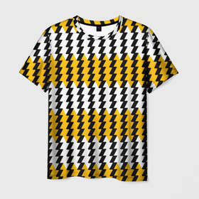 Мужская футболка 3D с принтом Вертикальные жёлто белые полосы в Новосибирске, 100% полиэфир | прямой крой, круглый вырез горловины, длина до линии бедер | 