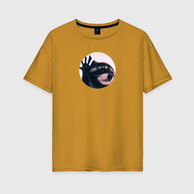 Женская футболка хлопок Oversize с принтом Енот pedro pe в Тюмени, 100% хлопок | свободный крой, круглый ворот, спущенный рукав, длина до линии бедер
 | 