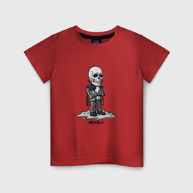 Детская футболка хлопок с принтом Дракула в плаще в Тюмени, 100% хлопок | круглый вырез горловины, полуприлегающий силуэт, длина до линии бедер | 