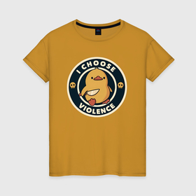 Женская футболка хлопок с принтом Утка выбирает насилие в Тюмени, 100% хлопок | прямой крой, круглый вырез горловины, длина до линии бедер, слегка спущенное плечо | 
