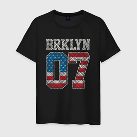 Мужская футболка хлопок с принтом Brooklyn 07 в Екатеринбурге, 100% хлопок | прямой крой, круглый вырез горловины, длина до линии бедер, слегка спущенное плечо. | Тематика изображения на принте: 