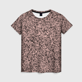 Женская футболка 3D с принтом Бледно розовый с чёрными пятнами текстура в Петрозаводске, 100% полиэфир ( синтетическое хлопкоподобное полотно) | прямой крой, круглый вырез горловины, длина до линии бедер | 