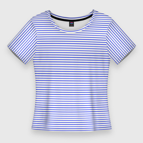 Женская футболка 3D Slim с принтом Белый в тонкую синюю полоску в Санкт-Петербурге,  |  | 