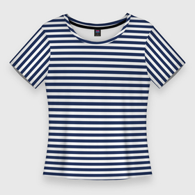Женская футболка 3D Slim с принтом Белый в тёмно синюю полоску в Петрозаводске,  |  | 