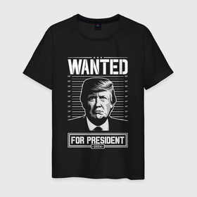 Мужская футболка хлопок с принтом Разыскивается Трамп в Тюмени, 100% хлопок | прямой крой, круглый вырез горловины, длина до линии бедер, слегка спущенное плечо. | 