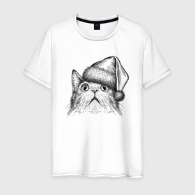 Мужская футболка хлопок с принтом Кот мем в шоке от Нового года в Санкт-Петербурге, 100% хлопок | прямой крой, круглый вырез горловины, длина до линии бедер, слегка спущенное плечо. | 