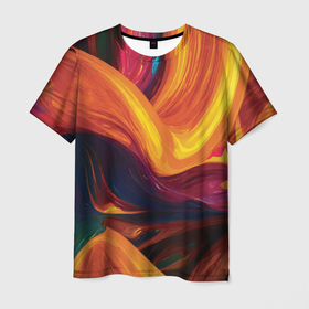 Мужская футболка 3D с принтом Цветная абстракция colorful , 100% полиэфир | прямой крой, круглый вырез горловины, длина до линии бедер | Тематика изображения на принте: 