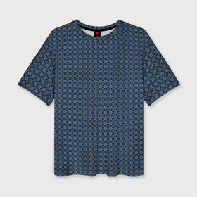 Женская футболка oversize 3D с принтом Чёрно синий паттерн узоры в Кировске,  |  | 