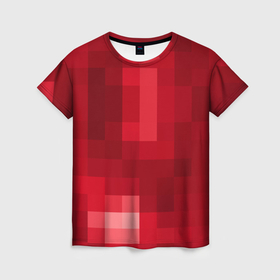 Женская футболка 3D с принтом Red cubes abstraction , 100% полиэфир ( синтетическое хлопкоподобное полотно) | прямой крой, круглый вырез горловины, длина до линии бедер | 