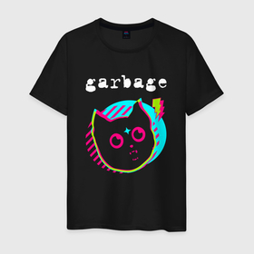 Мужская футболка хлопок с принтом Garbage rock star cat в Петрозаводске, 100% хлопок | прямой крой, круглый вырез горловины, длина до линии бедер, слегка спущенное плечо. | 