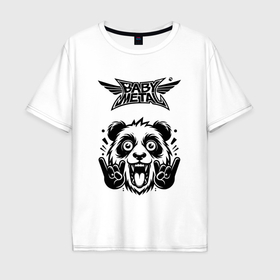 Мужская футболка хлопок Oversize с принтом Babymetal   rock panda , 100% хлопок | свободный крой, круглый ворот, “спинка” длиннее передней части | 