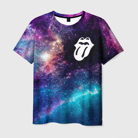 Мужская футболка 3D с принтом Rolling Stones space rock , 100% полиэфир | прямой крой, круглый вырез горловины, длина до линии бедер | Тематика изображения на принте: 