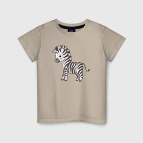 Детская футболка хлопок с принтом Маленькая зебра в Новосибирске, 100% хлопок | круглый вырез горловины, полуприлегающий силуэт, длина до линии бедер | 