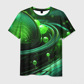 Мужская футболка 3D с принтом Кислотная зеленая яркая  неоновая абстракция в Белгороде, 100% полиэфир | прямой крой, круглый вырез горловины, длина до линии бедер | 