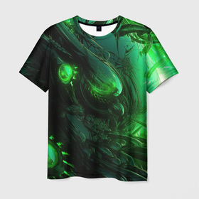Мужская футболка 3D с принтом Кислотная зеленая  яркая неоновая абстракция в Белгороде, 100% полиэфир | прямой крой, круглый вырез горловины, длина до линии бедер | 