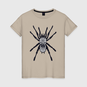 Женская футболка хлопок с принтом Big spider в Кировске, 100% хлопок | прямой крой, круглый вырез горловины, длина до линии бедер, слегка спущенное плечо | Тематика изображения на принте: 