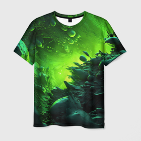 Мужская футболка 3D с принтом Кислотная зеленая яркая   неоновая абстракция в Курске, 100% полиэфир | прямой крой, круглый вырез горловины, длина до линии бедер | Тематика изображения на принте: 