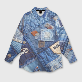 Мужская рубашка oversize 3D с принтом Vanguard jeans patchwork   ai art в Кировске,  |  | 