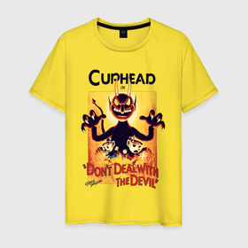 Мужская футболка хлопок с принтом Капхед   дьявол в Кировске, 100% хлопок | прямой крой, круглый вырез горловины, длина до линии бедер, слегка спущенное плечо. | 