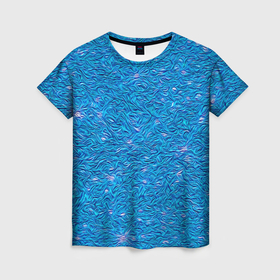 Женская футболка 3D с принтом Голубая абстрактная рябь кистью в Курске, 100% полиэфир ( синтетическое хлопкоподобное полотно) | прямой крой, круглый вырез горловины, длина до линии бедер | 