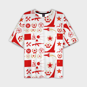 Мужская футболка oversize 3D с принтом СССР знак качества красный в Петрозаводске,  |  | 
