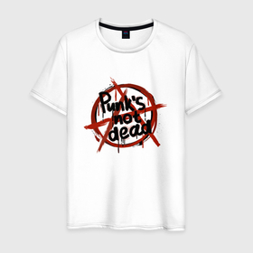 Мужская футболка хлопок с принтом Punks not dead anarchy в Петрозаводске, 100% хлопок | прямой крой, круглый вырез горловины, длина до линии бедер, слегка спущенное плечо. | 