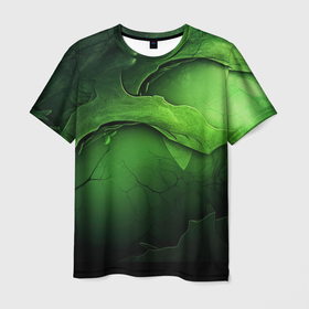 Мужская футболка 3D с принтом Зеленая яркая абстрактная текстура в Белгороде, 100% полиэфир | прямой крой, круглый вырез горловины, длина до линии бедер | 