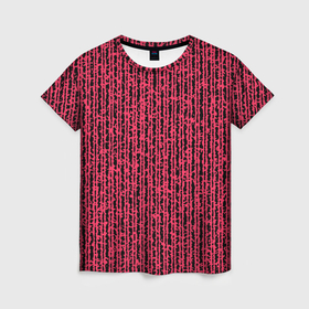 Женская футболка 3D с принтом Чёрно розовый абстрактный полосы в Екатеринбурге, 100% полиэфир ( синтетическое хлопкоподобное полотно) | прямой крой, круглый вырез горловины, длина до линии бедер | 