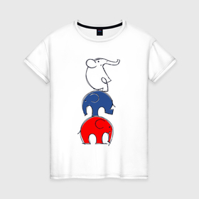 Женская футболка хлопок с принтом Пирамида из слонов в Кировске, 100% хлопок | прямой крой, круглый вырез горловины, длина до линии бедер, слегка спущенное плечо | 
