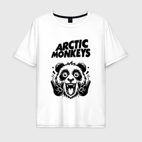 Мужская футболка хлопок Oversize с принтом Arctic Monkeys   rock panda , 100% хлопок | свободный крой, круглый ворот, “спинка” длиннее передней части | 
