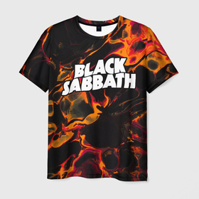 Мужская футболка 3D с принтом Black Sabbath red lava в Белгороде, 100% полиэфир | прямой крой, круглый вырез горловины, длина до линии бедер | 