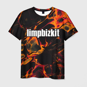 Мужская футболка 3D с принтом Limp Bizkit red lava в Белгороде, 100% полиэфир | прямой крой, круглый вырез горловины, длина до линии бедер | 