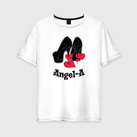 Женская футболка хлопок Oversize с принтом Туфельки, сердце и крылья в Белгороде, 100% хлопок | свободный крой, круглый ворот, спущенный рукав, длина до линии бедер
 | 