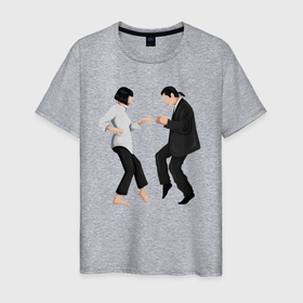 Мужская футболка хлопок с принтом Криминальное чтиво танец в Кировске, 100% хлопок | прямой крой, круглый вырез горловины, длина до линии бедер, слегка спущенное плечо. | 