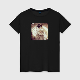 Женская футболка хлопок с принтом Смелый кот и собаки мем в Кировске, 100% хлопок | прямой крой, круглый вырез горловины, длина до линии бедер, слегка спущенное плечо | 