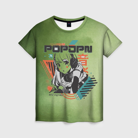 Женская футболка 3D с принтом Поп аниме девушка в Санкт-Петербурге, 100% полиэфир ( синтетическое хлопкоподобное полотно) | прямой крой, круглый вырез горловины, длина до линии бедер | Тематика изображения на принте: 