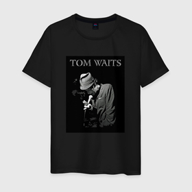 Мужская футболка хлопок с принтом Tom Waits blues rock legend в Белгороде, 100% хлопок | прямой крой, круглый вырез горловины, длина до линии бедер, слегка спущенное плечо. | Тематика изображения на принте: 