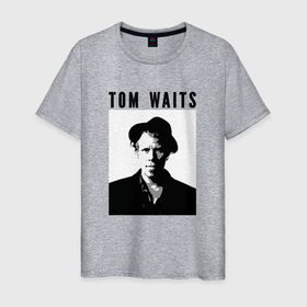 Мужская футболка хлопок с принтом Tom Waits black white portrait в Курске, 100% хлопок | прямой крой, круглый вырез горловины, длина до линии бедер, слегка спущенное плечо. | 