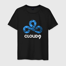 Мужская футболка хлопок с принтом Cloud9   blue cloud logo в Белгороде, 100% хлопок | прямой крой, круглый вырез горловины, длина до линии бедер, слегка спущенное плечо. | Тематика изображения на принте: 