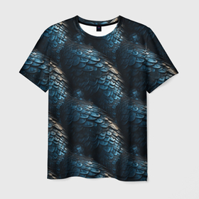 Мужская футболка 3D с принтом Синяя стальная броня в Белгороде, 100% полиэфир | прямой крой, круглый вырез горловины, длина до линии бедер | Тематика изображения на принте: 