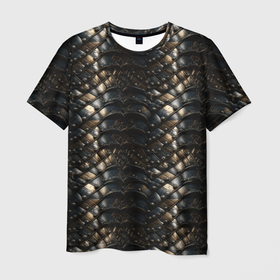 Мужская футболка 3D с принтом Блестящая металлическая броня в Екатеринбурге, 100% полиэфир | прямой крой, круглый вырез горловины, длина до линии бедер | 